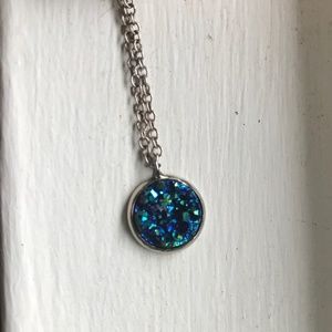 Blue Druzy Quartz Necklace